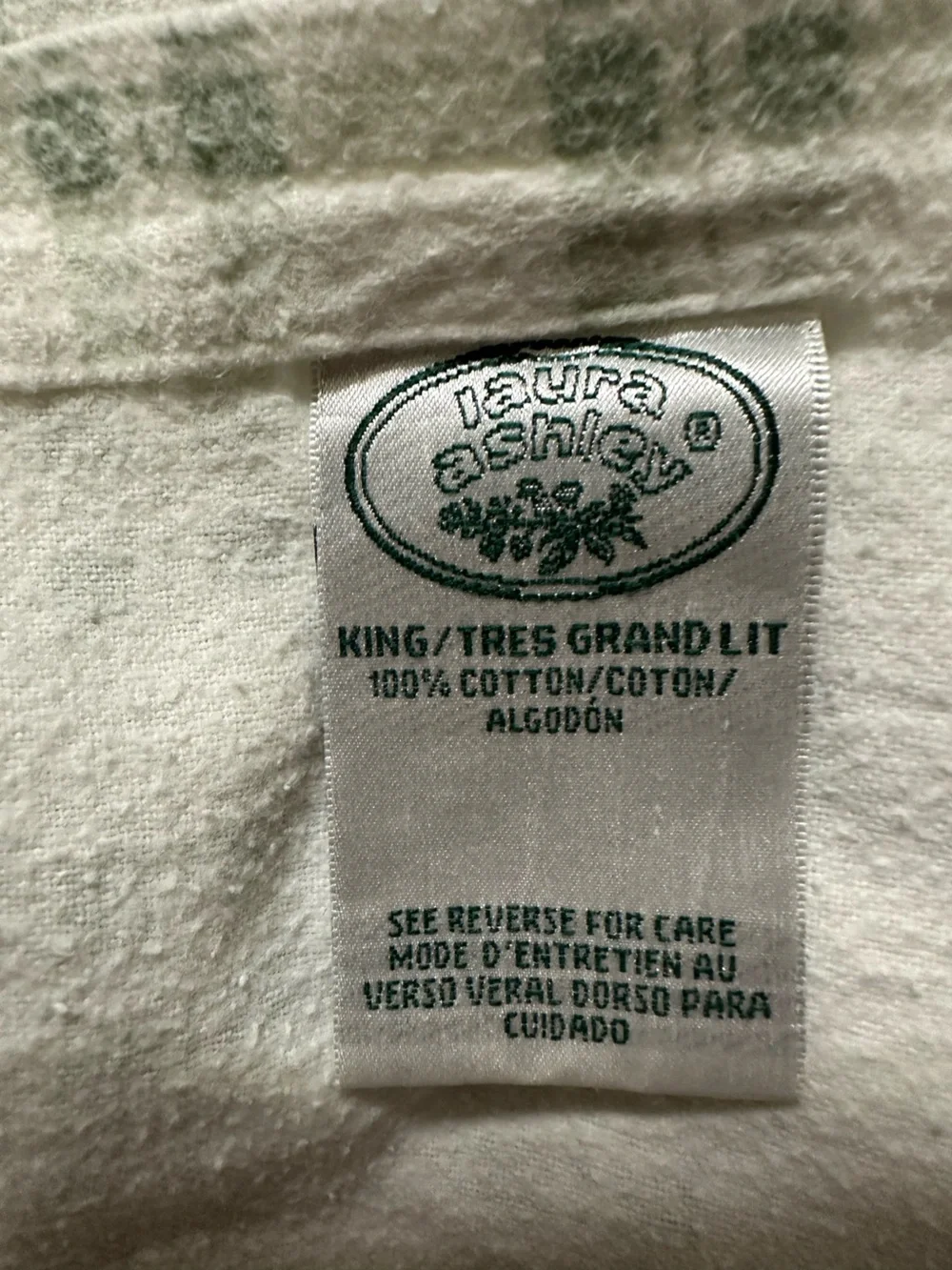 Laura Ashley Pale Green and White Plaid Cotton Bedding